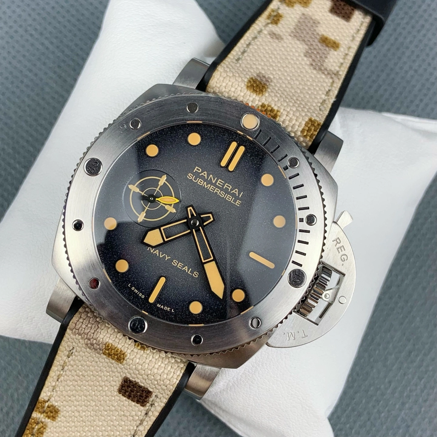 CBD Factory Panerai Submersible 44mm Black Dial Camouflage Fabric Strap(PAM01513) 1:1 Super Clone – Dandong P.9010 GMT Movement Original 406